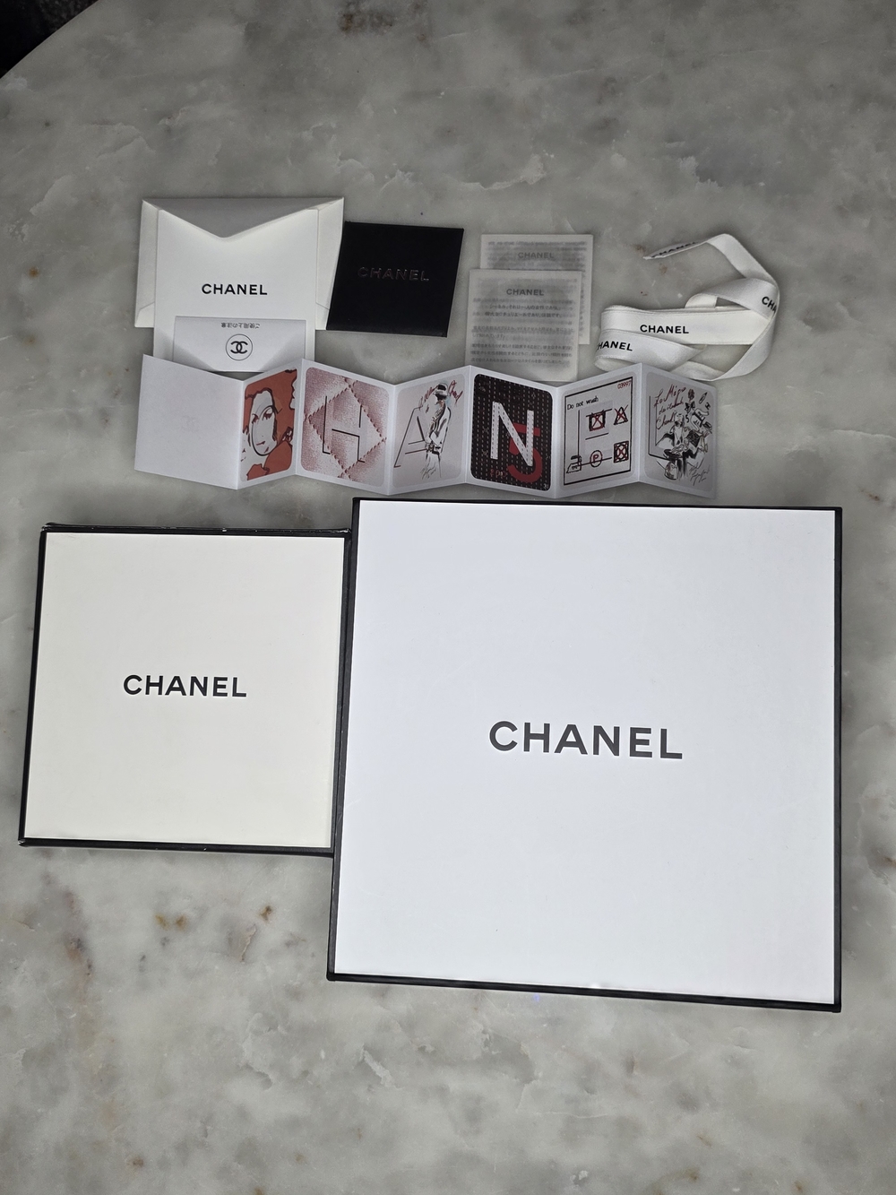 Authentic CHANEL White and Black Empty Gift Box 2-piece Set
